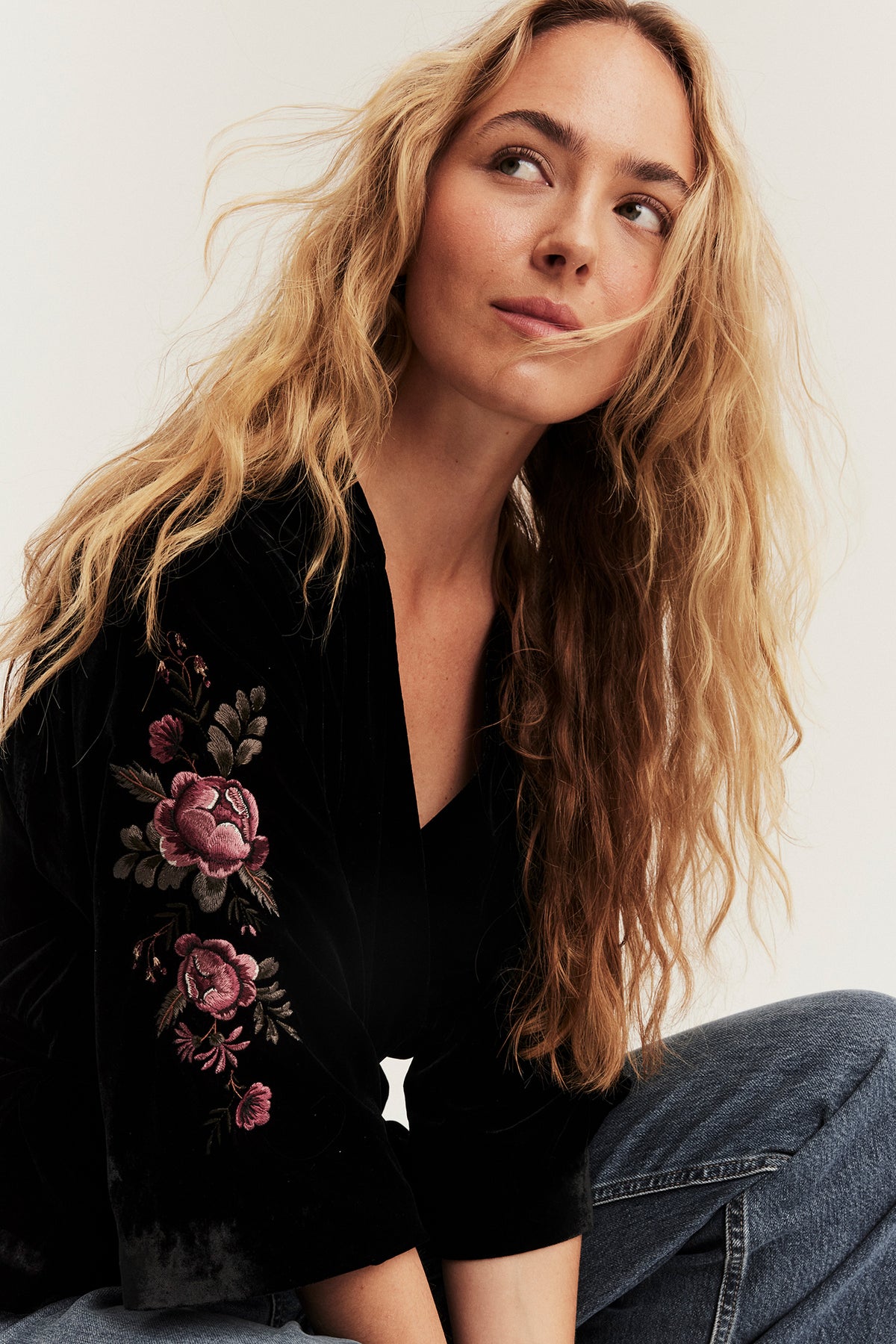 Women's black velvet blouse