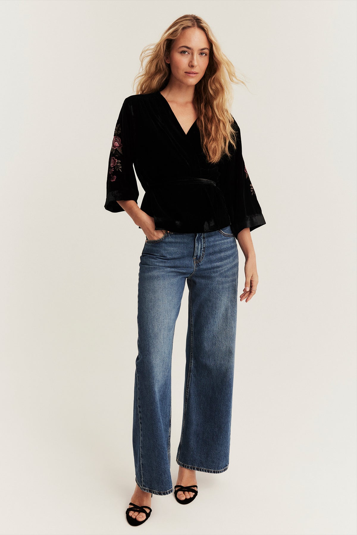 Women's black velvet blouse