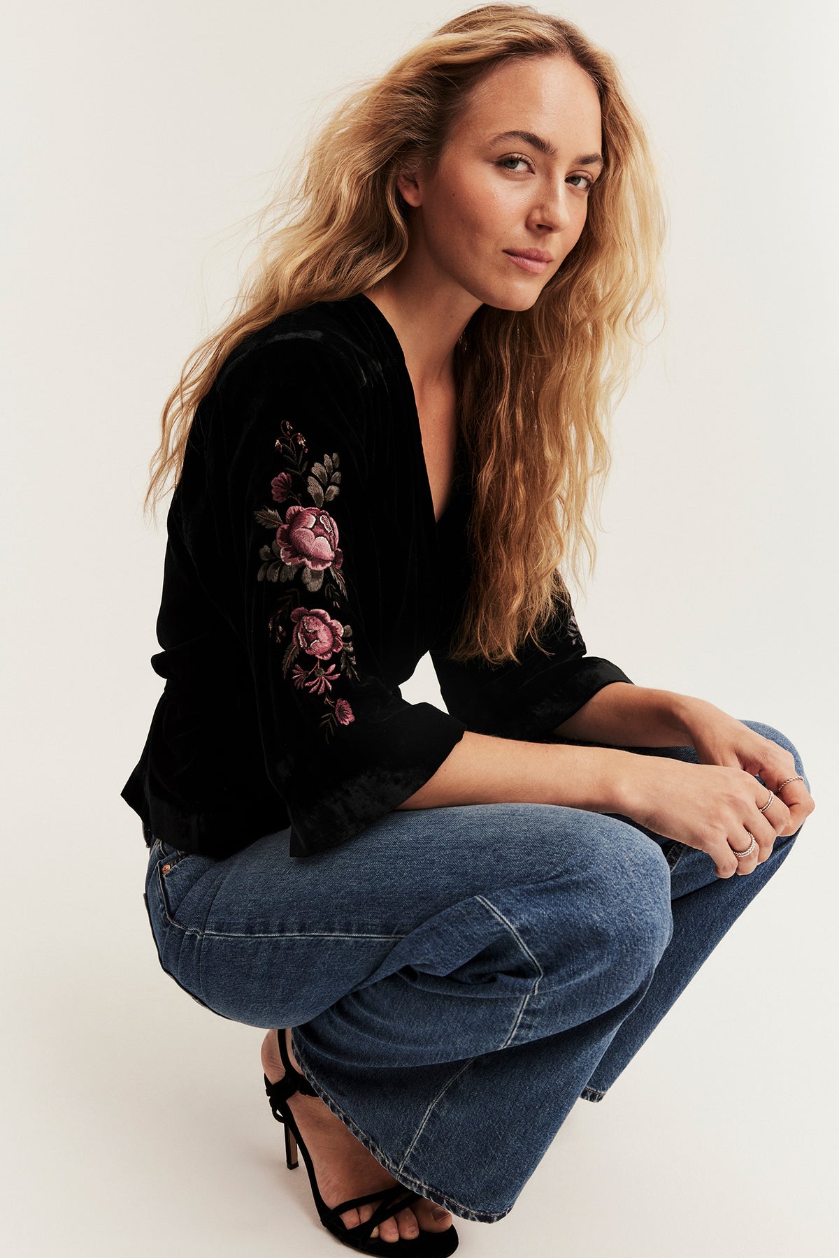 Women's black velvet blouse
