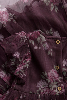 Baby lilac short sleeve floral mesh dress