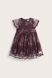 Baby lilac short sleeve floral mesh dress