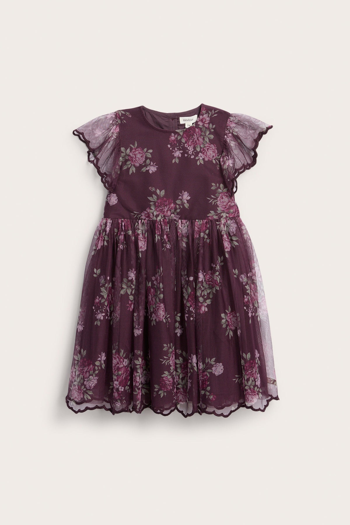Kids lilac floral mesh dress