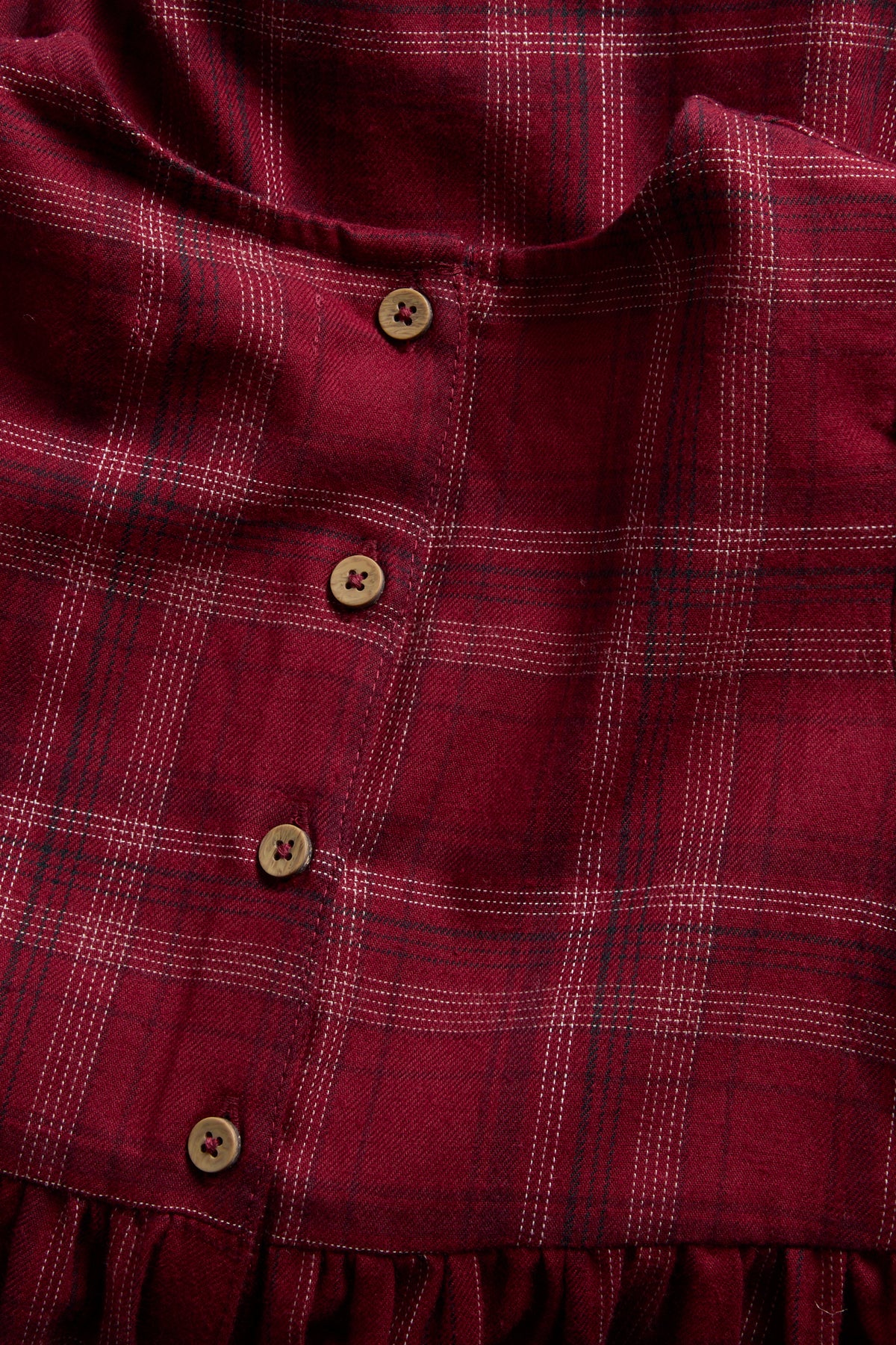 Kids red checked Christmas dress with embroidery