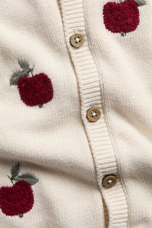 Baby beige knitted cardigan with apple