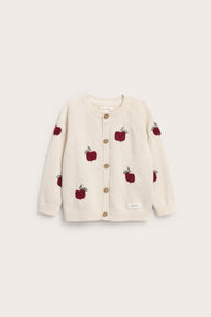 Baby beige knitted cardigan with apple