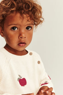 Baby & Kids beige knitted jumper with apples