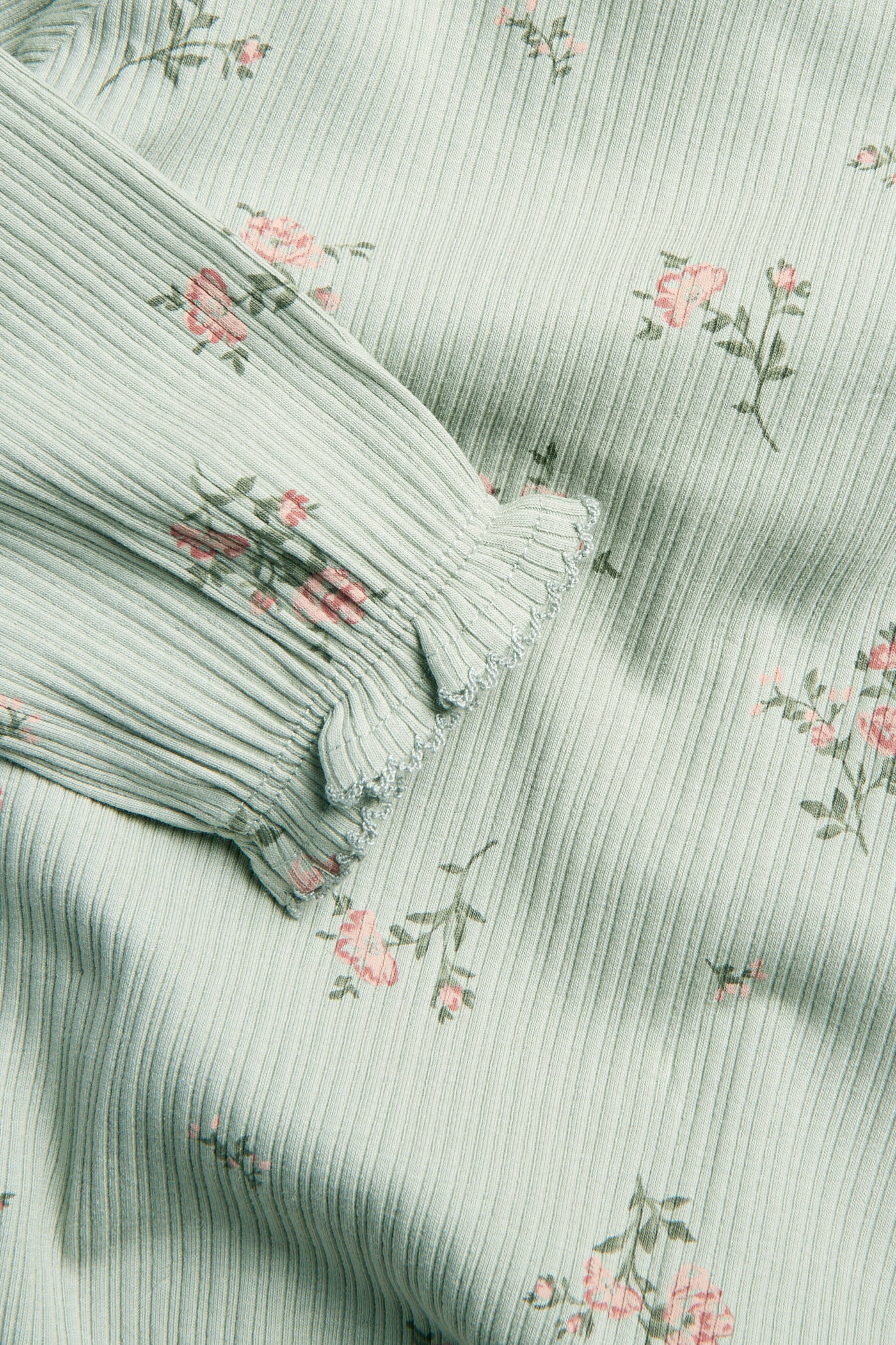 Baby green floral ribbed bodysuit
