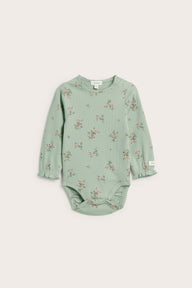 Baby green floral ribbed bodysuit