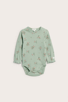 Baby green floral ribbed bodysuit