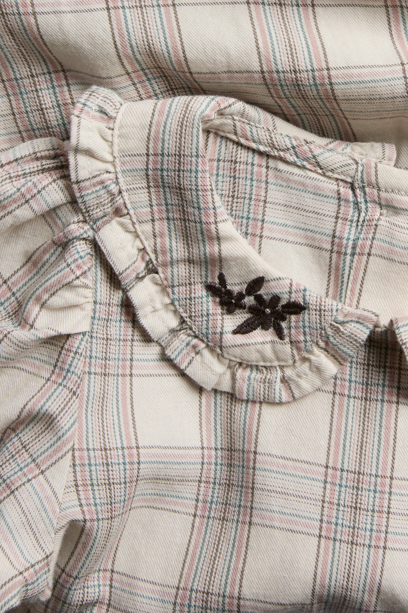 Baby beige checked bodysuit blouse