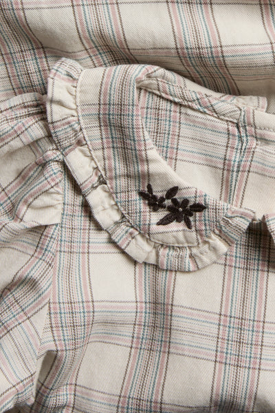 Baby beige checked bodysuit blouse
