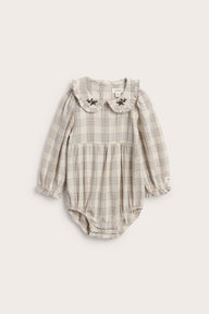 Baby beige checked bodysuit blouse