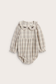 Baby beige checked bodysuit blouse