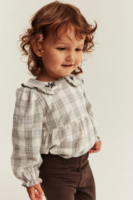 Baby beige checked bodysuit blouse