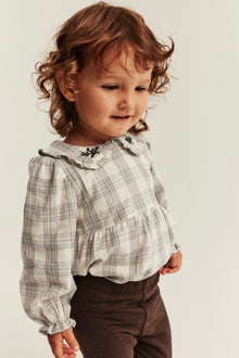Baby beige checked bodysuit blouse