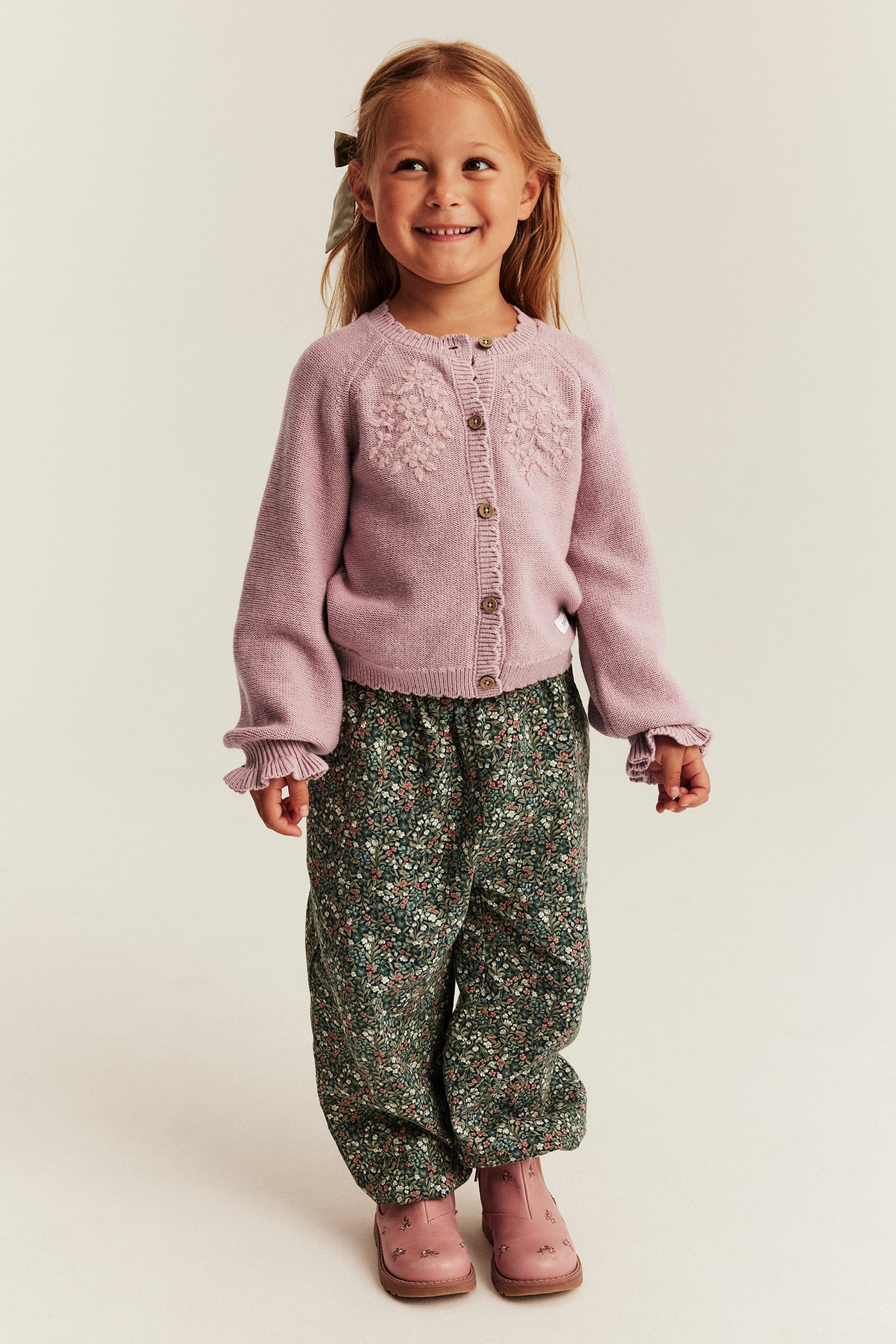 Baby & Kids pink floral knitted cardigan