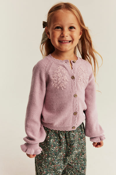 Baby & Kids pink floral knitted cardigan