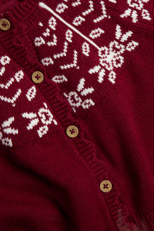 Baby red jacquard-knit Christmas cardigan