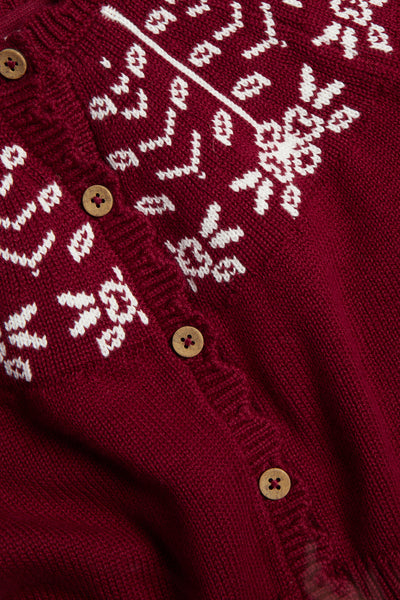 Baby red jacquard-knit Christmas cardigan