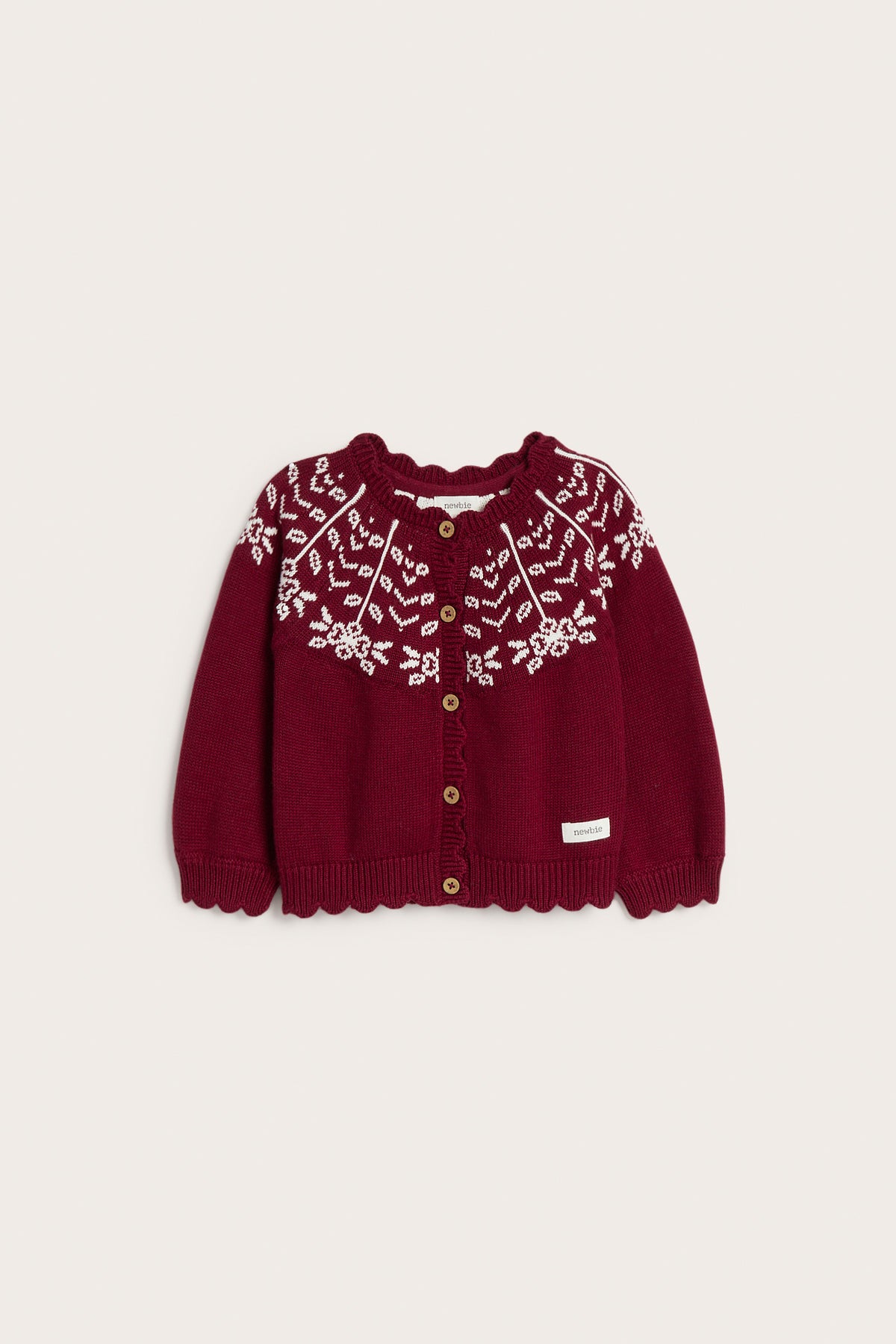 Baby red jacquard-knit Christmas cardigan