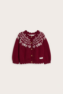 Baby red jacquard-knit Christmas cardigan