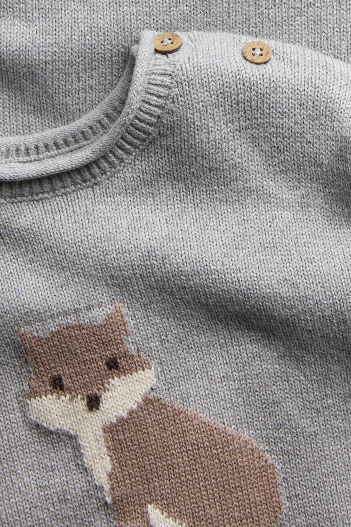 Kids grey knitted jumper with fox motif