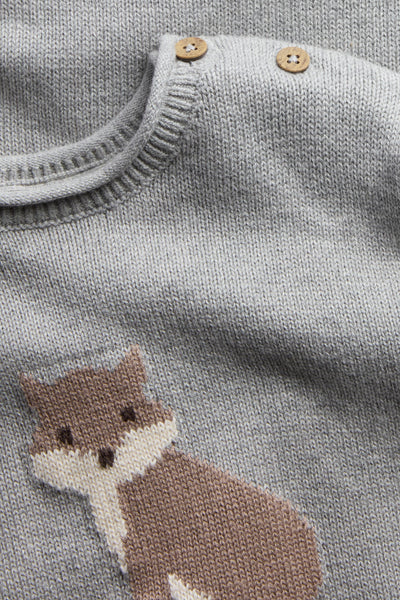 Kids grey knitted jumper with fox motif