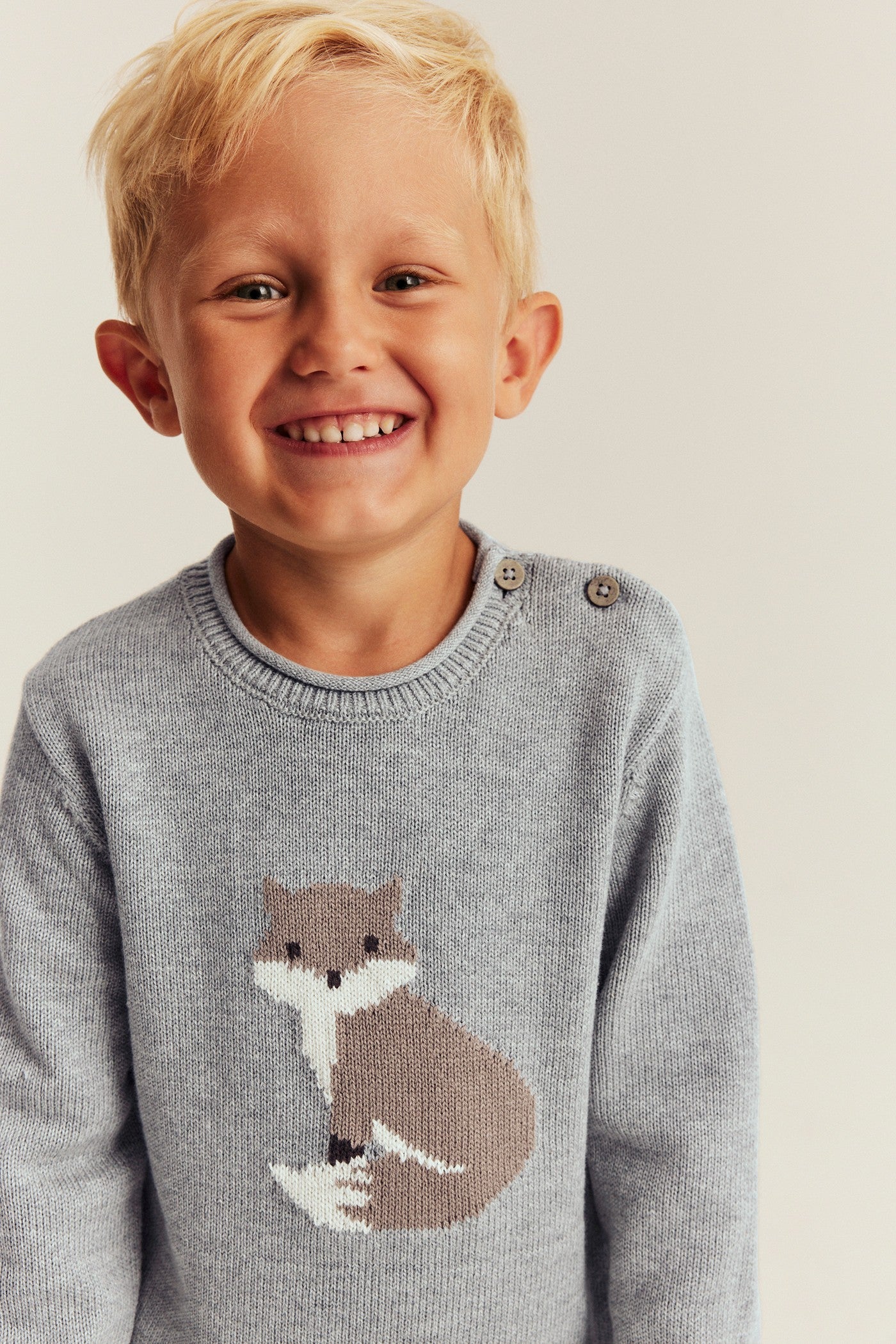 Kids grey knitted jumper with fox motif