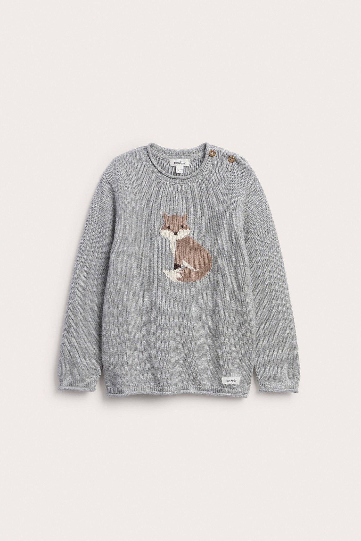 Kids grey knitted jumper with fox motif