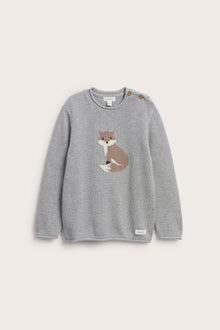 Kids grey knitted jumper with fox motif