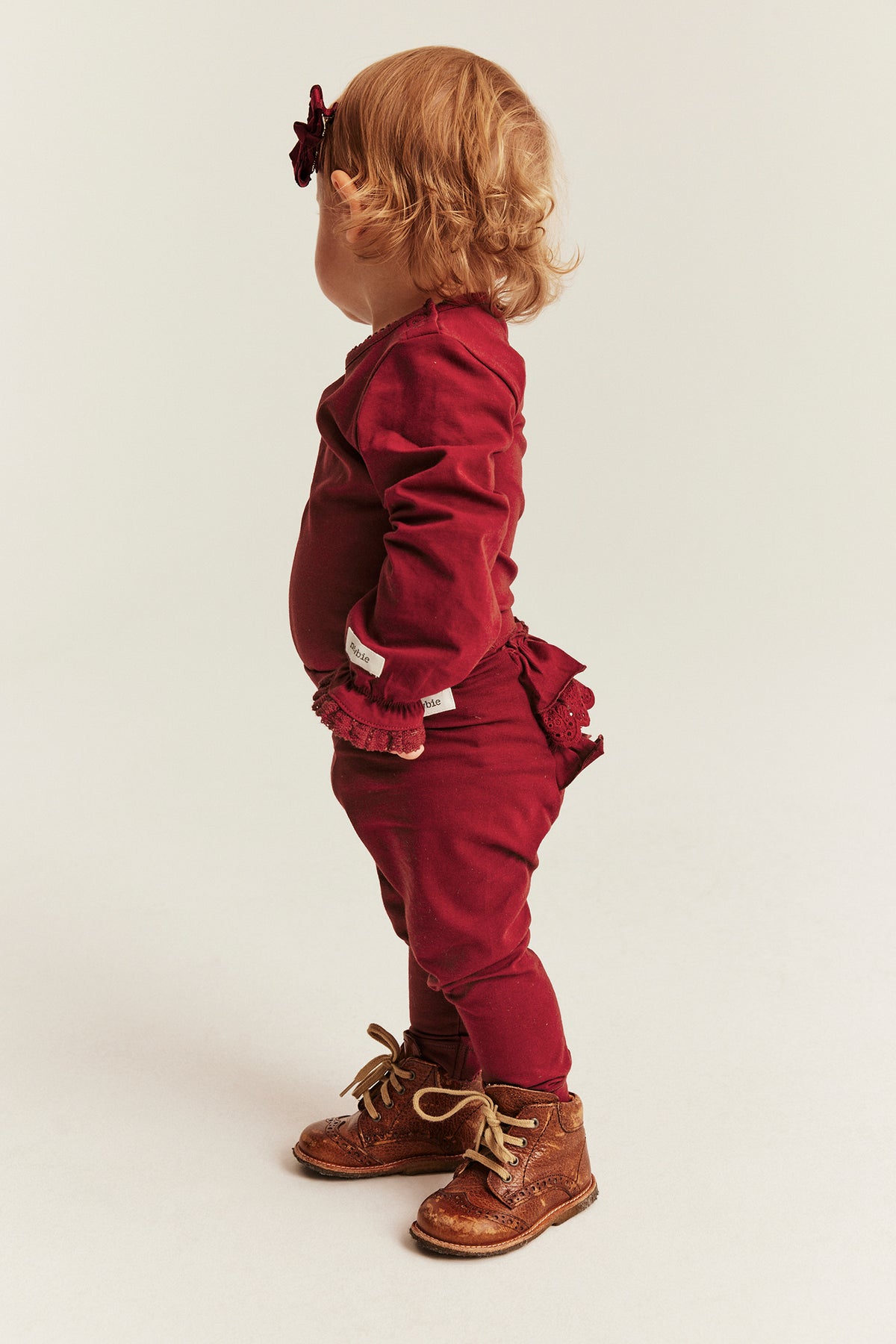 Baby red leggings with frill