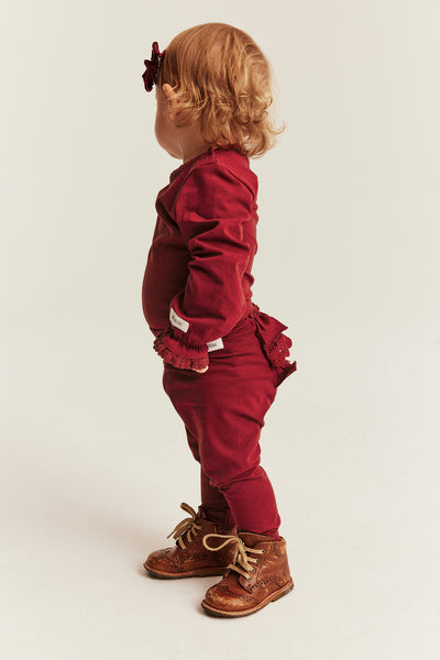 Baby red leggings with frill