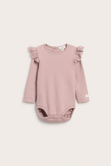 Baby pink ribbed bodysuit with frills
