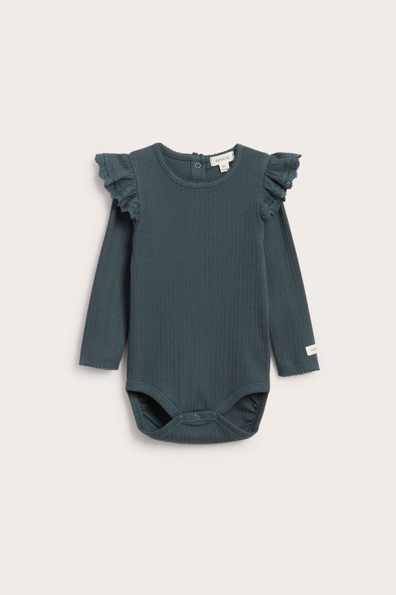 Baby turquoise ribbed bodysuit with frills