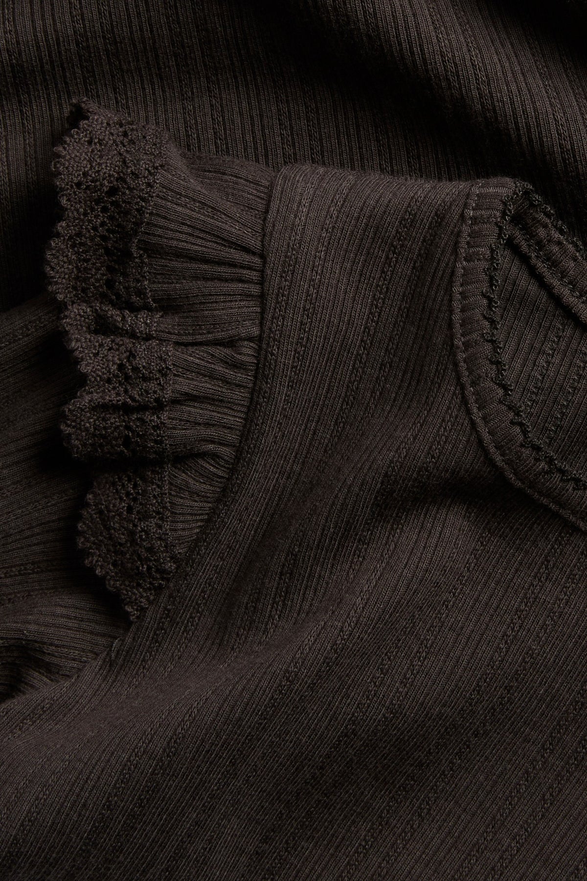 Baby brown ribbed bodysuit with frills