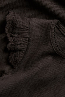Baby brown ribbed bodysuit with frills