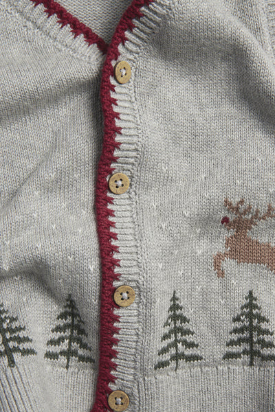 Baby grey knitted vest with Christmas motif