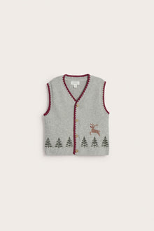 Baby grey knitted vest with Christmas motif