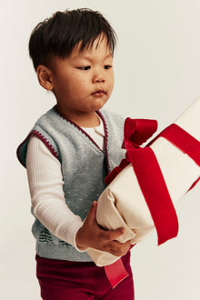 Baby grey knitted vest with Christmas motif