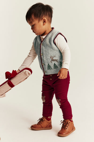 Baby grey knitted vest with Christmas motif