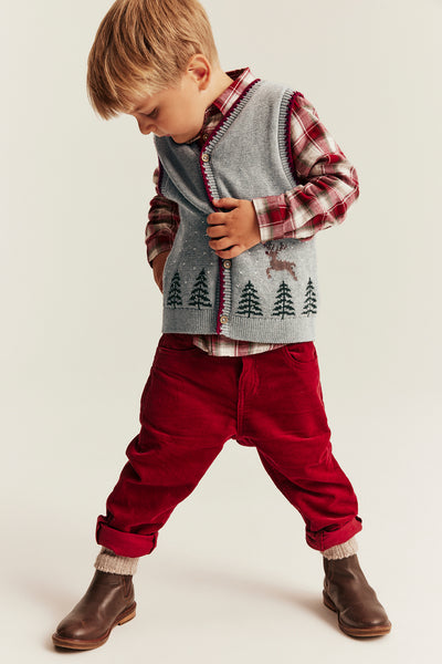 Kids grey Knitted vest with Christmas motif