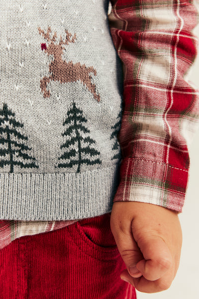 Kids grey Knitted vest with Christmas motif