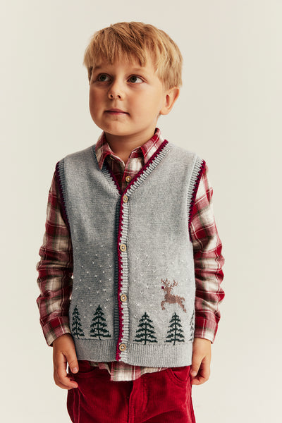 Kids grey Knitted vest with Christmas motif