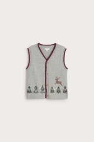 Kids grey Knitted vest with Christmas motif