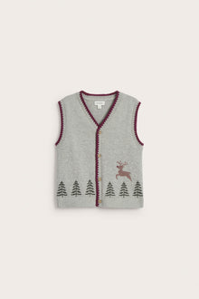 Kids grey Knitted vest with Christmas motif