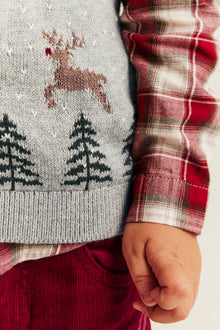 Kids grey Knitted vest with Christmas motif