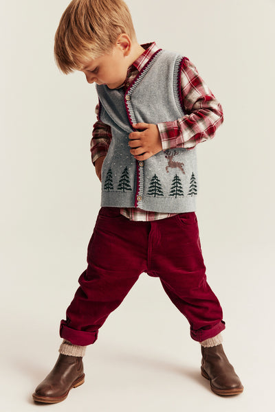 Kids grey Knitted vest with Christmas motif