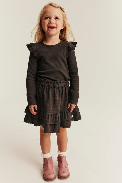 Baby & Kids brown checked frilled skirt