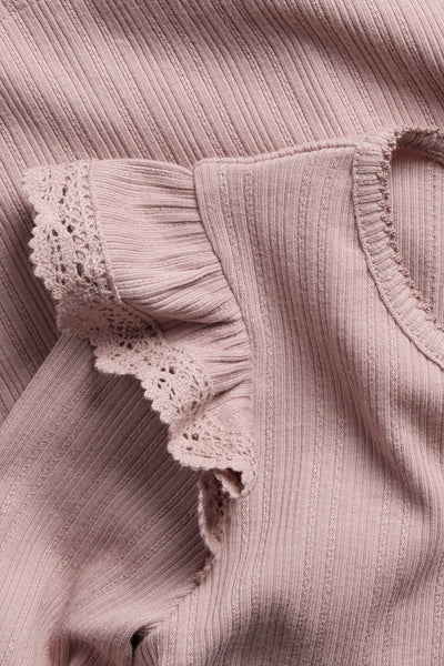 Baby & Kids pink ribbed top with frills