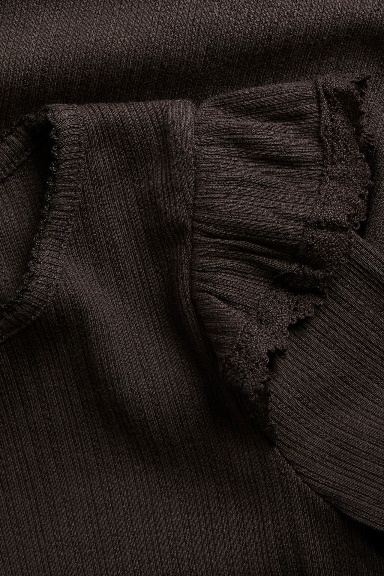 Baby & Kids brown ribbed top with frills